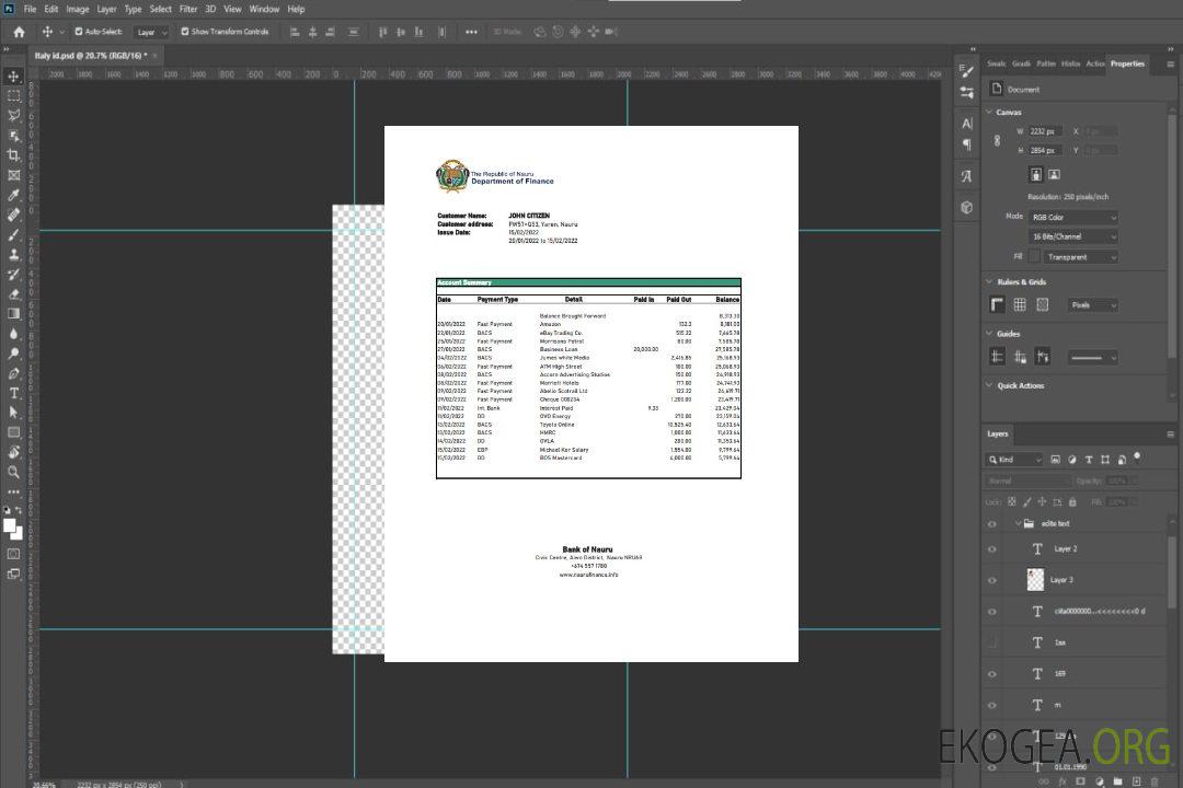 Modèle Excel et PDF de relevé bancaire de la Nauru Bank of Nauru template Modèle Excel et PDF de relevé bancaire de la Nauru Bank of Nauru template